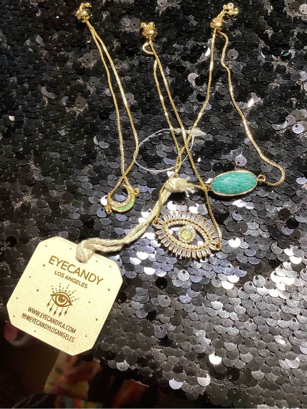 eye candy 3PC Gold Plated Turquoise & Gold Evil Eye Bracelet Set